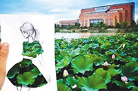 大学生把校园美景&ldquo;穿&rdquo;上身